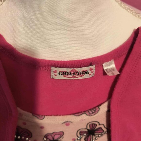 Y2K Pink Butterfly Layered Mini Dress / Top Set – 2000s Coquette Fairycore Indie - Picture 4 of 4